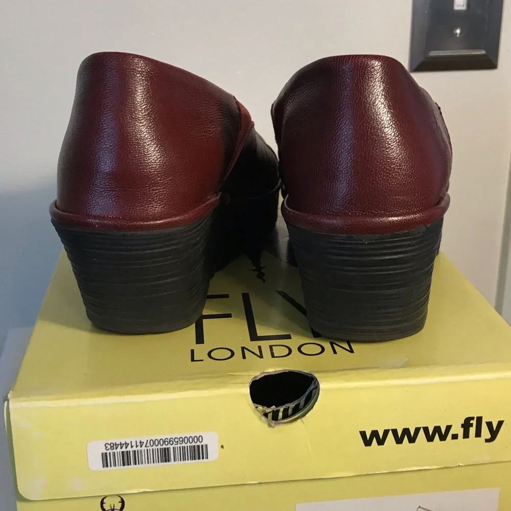 Fly London Cordoba Maroon Wedge Shoes size 8 Yani - Picture 2 of 5